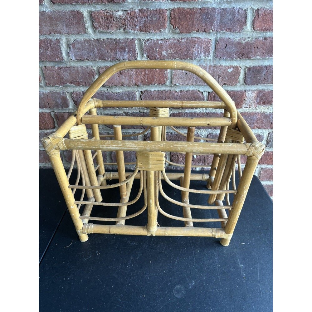 Vintage Boho Bamboo & Rattan Magazine Rack